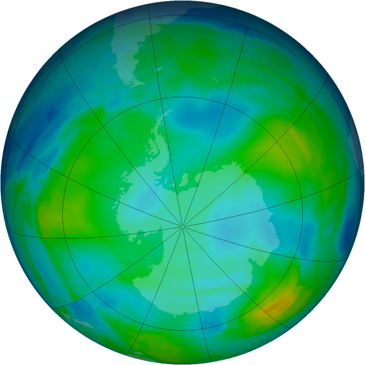 Antarctic ozone map for 12 June 2008
